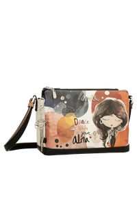 Pomarańczowa Oryginalna Listonoszka Damska Anekke Seria Alma. Kolor: pomarańczowy. Wzór: napisy, nadruk. Sezon: jesień. Dodatki: z breloczkiem. Styl: elegancki, casual, klasyczny. Rodzaj torebki: na ramię #10