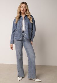 Born2be - Niebieska Bawełniana Kurtka Jeansowa o Koszulowym Kroju z Kieszeniami Senryss. Okazja: na co dzień. Kolor: niebieski. Materiał: jeans, bawełna. Styl: casual #3