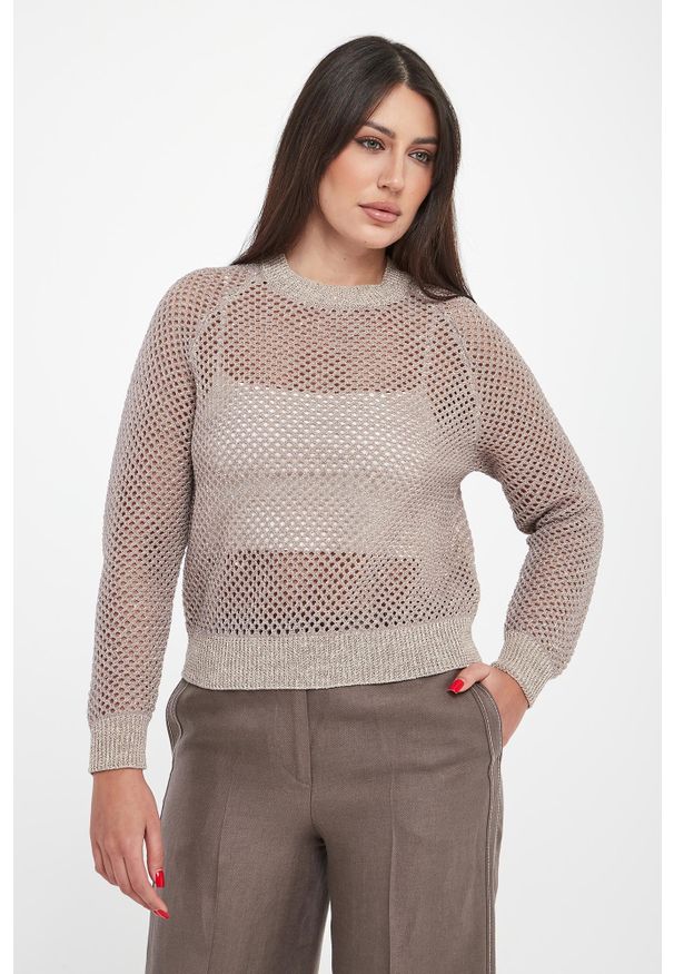 Sweter damski ażurowy z cekinami PESERICO. Wzór: ażurowy