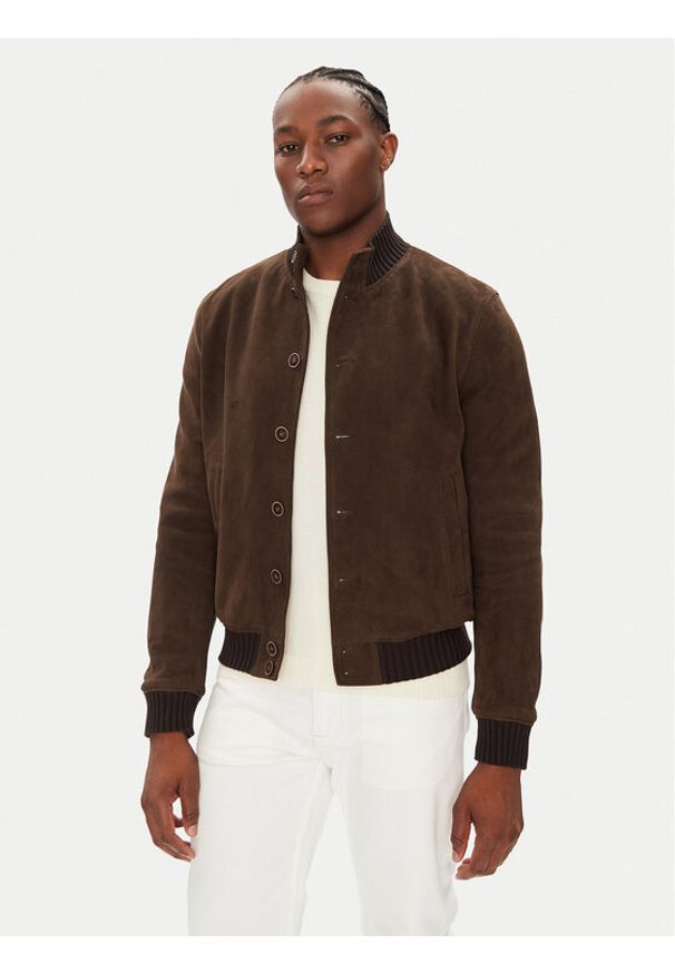 Milestone Kurtka skórzana MSDario 531621 60695 Brązowy Regular Fit. Kolor: brązowy. Materiał: skóra