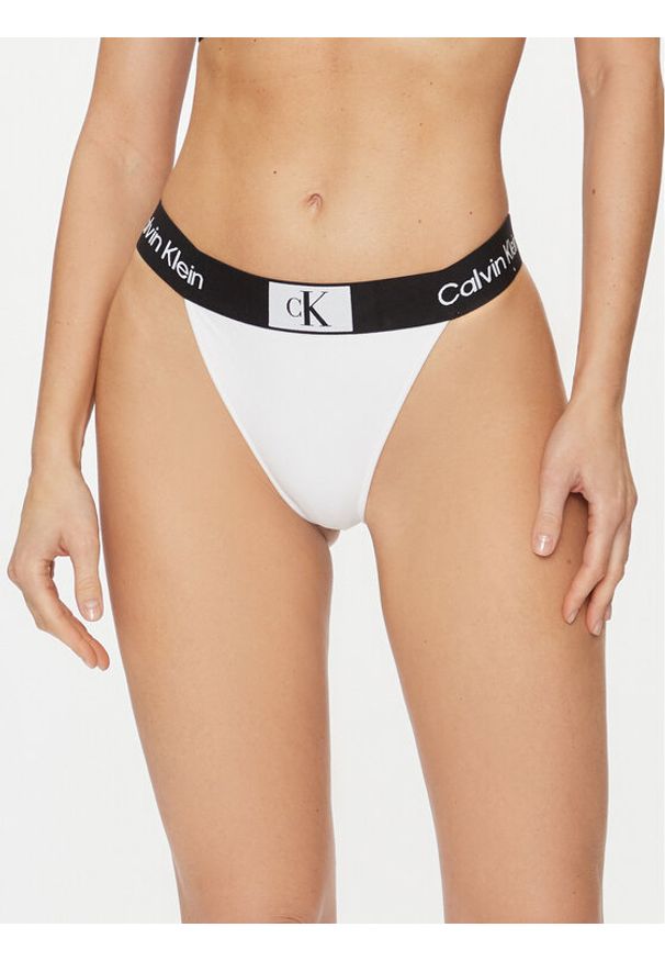 Calvin Klein Swimwear Dół od bikini KW0KW02259 Biały. Kolor: biały. Materiał: syntetyk