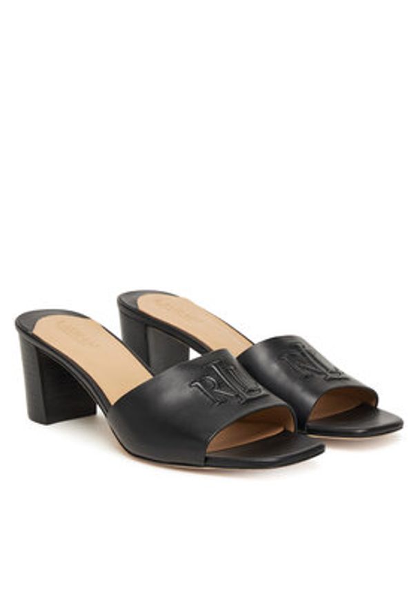 Lauren Ralph Lauren - LAUREN RALPH LAUREN Klapki Everley Block-Heel 802974364001 Czarny. Kolor: czarny. Materiał: skóra
