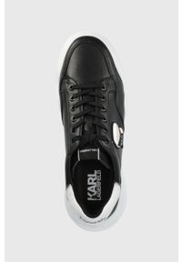Karl Lagerfeld buty skórzane KAPRI RUN kolor czarny. Nosek buta: okrągły. Zapięcie: sznurówki. Kolor: czarny. Materiał: skóra. Sport: bieganie