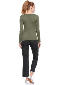 Wrangler - DAMSKI SWETER WRANGLER INTARISA KNIT DEEP LICHEN GRN W800SPW1X. Wzór: nadruk