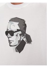 Karl Lagerfeld - KARL LAGERFELD T-Shirt 755060 544242 Biały Regular Fit. Typ kołnierza: dekolt w karo. Kolor: biały. Materiał: bawełna #4