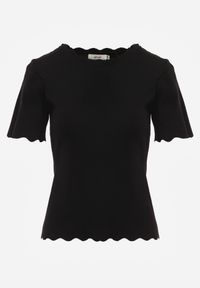 Renee - Czarna Dzianinowa Bluzka z Nieregularnymi Krawędziami Datria. Kolor: czarny. Materiał: dzianina #6