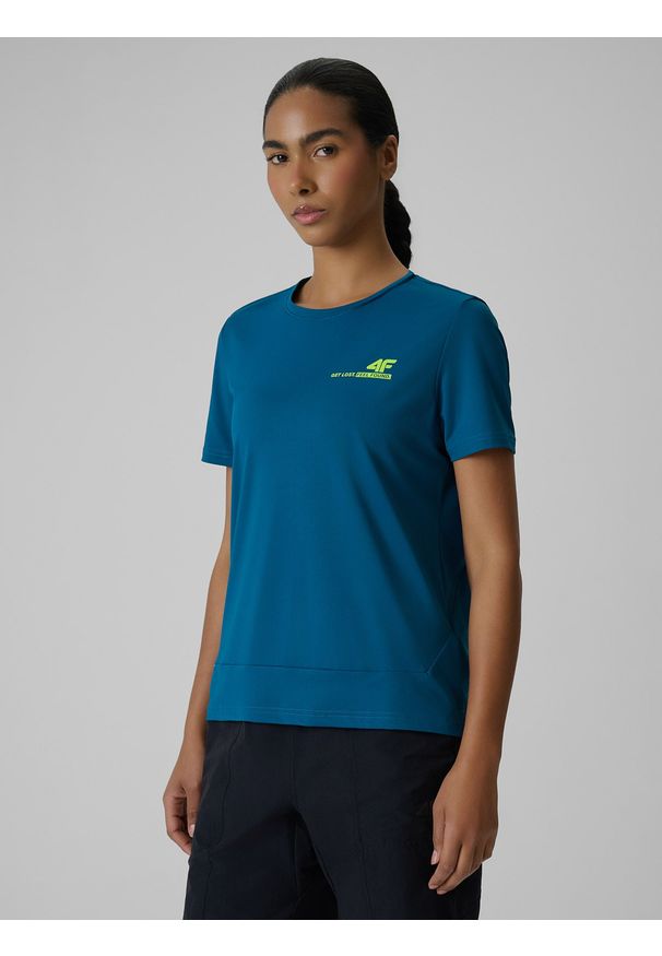 4f - 4F Koszulka kolarska damska - turkusowa M. Kolor: turkusowy. Materiał: dzianina, materiał, włókno. Sport: kolarstwo