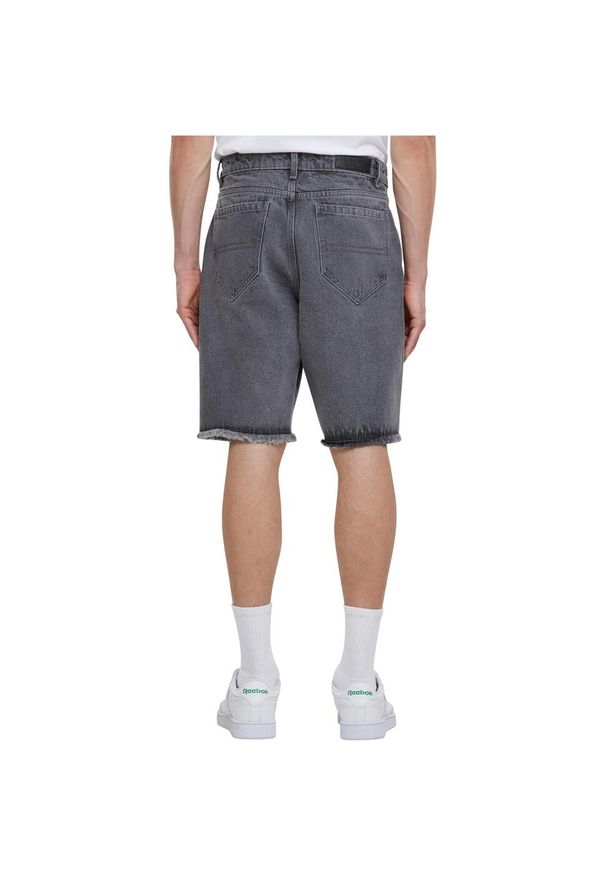 Urban Classics - Męskie Spodenki Jeansowe Do Kolan Z Otwartym Krokiem. Kolor: szary. Materiał: jeans. Długość: do kolan. Sport: turystyka piesza