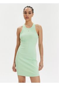 Tommy Jeans Sukienka letnia Essential DW0DW17406 Zielony Slim Fit. Kolor: zielony. Materiał: bawełna. Sezon: lato #1
