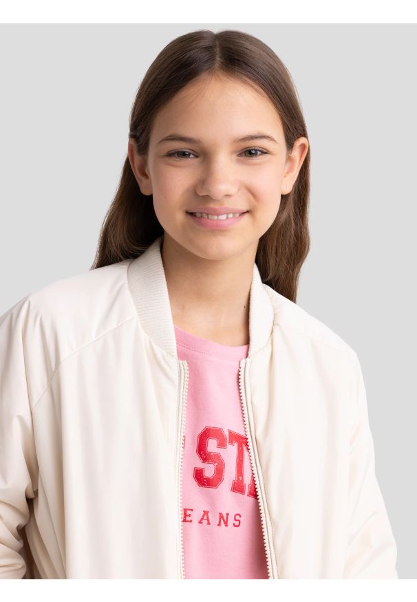 Big-Star - Kurtka dziewczęca bomberka kremowa Cayla 103. Kolor: kremowy. Materiał: dzianina