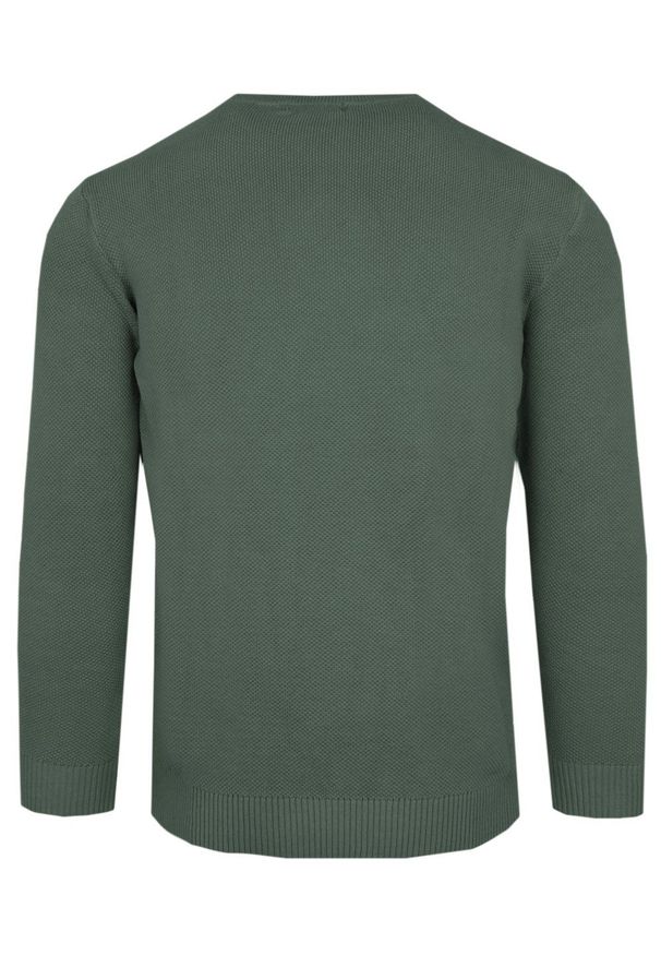 Męski Sweter z Dzianiny Bawełnianej - Colosseo - Zgaszona Zieleń. Okazja: na co dzień, na spotkanie biznesowe. Materiał: bawełna. Styl: elegancki, biznesowy, casual