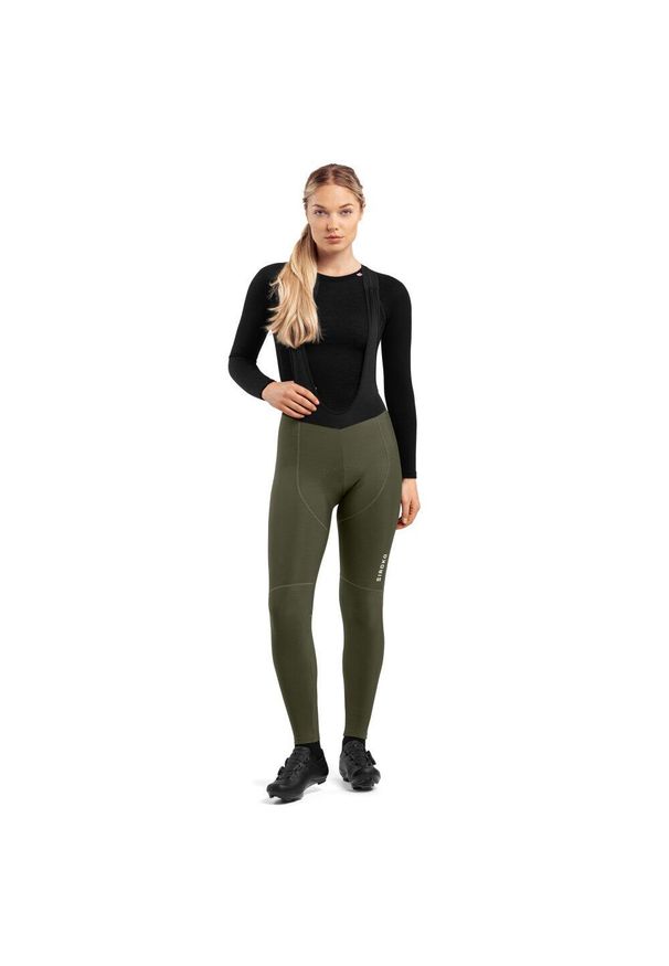 SIROKO - Długie spodnie rowerowe damskie Finse. Kolor: czarny, wielokolorowy, zielony. Materiał: nylon. Długość: długie. Sport: kolarstwo