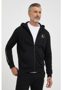 Karl Lagerfeld bluza męska kolor czarny z kapturem z aplikacją. Okazja: na co dzień. Typ kołnierza: kaptur. Kolor: czarny. Materiał: materiał. Wzór: aplikacja. Styl: casual