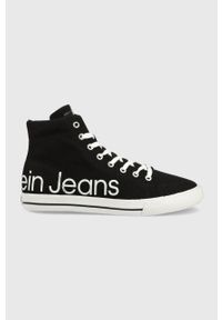 Calvin Klein Jeans trampki męskie kolor czarny. Nosek buta: okrągły. Zapięcie: sznurówki. Kolor: czarny. Materiał: guma. Szerokość cholewki: normalna