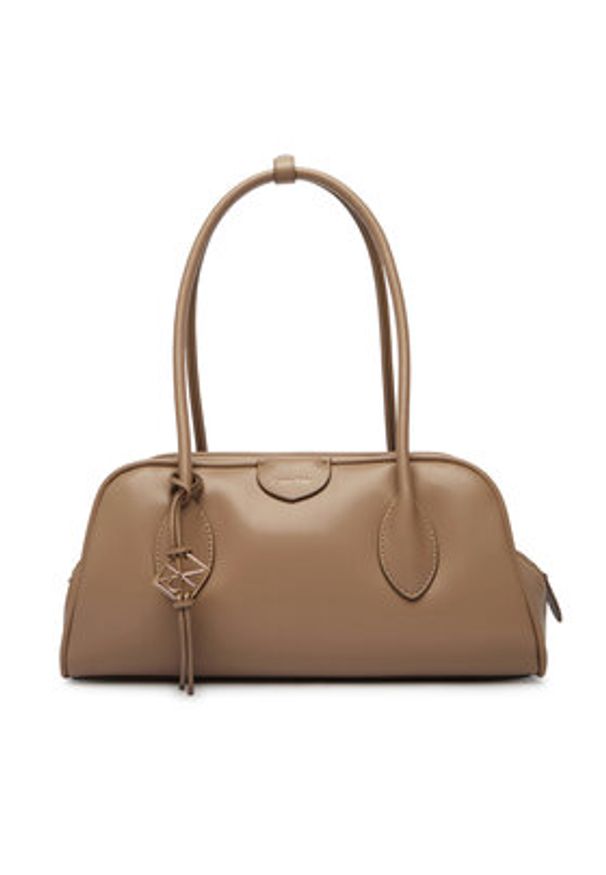 Calvin Klein Torebka Emblem Trio Shoulder Bag LV04F3369G Beżowy. Kolor: beżowy. Materiał: skórzane