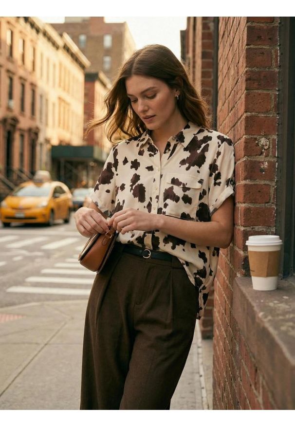 Sinsay - Wiskozowa koszula z ozdobnymi guzikami - wielobarwny. Materiał: wiskoza