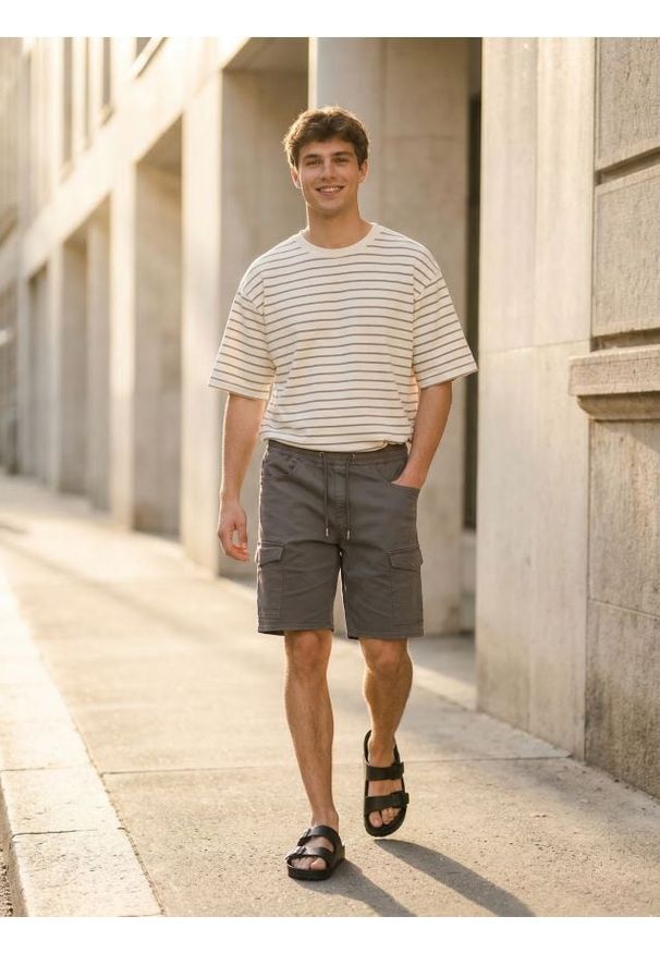 Sinsay - Szorty jeansowe jogger - szary. Kolor: szary