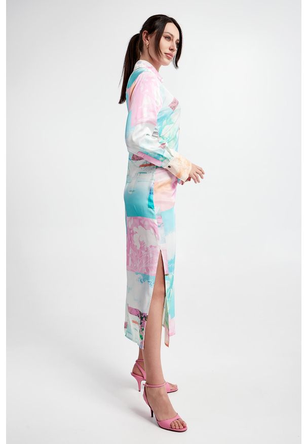 Ice Play - Sukienka koszulowa ICE PLAY. Materiał: wiskoza, materiał. Długość rękawa: długi rękaw. Wzór: gładki. Typ sukienki: koszulowe. Długość: midi