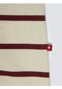 Big-Star - Koszulka damska z dekoltem v-neck w paski kremowa Retina 103. Okazja: na co dzień, na spacer. Typ kołnierza: dekolt w kształcie V. Kolor: biały. Materiał: denim, bawełna, len. Wzór: paski. Styl: klasyczny, casual