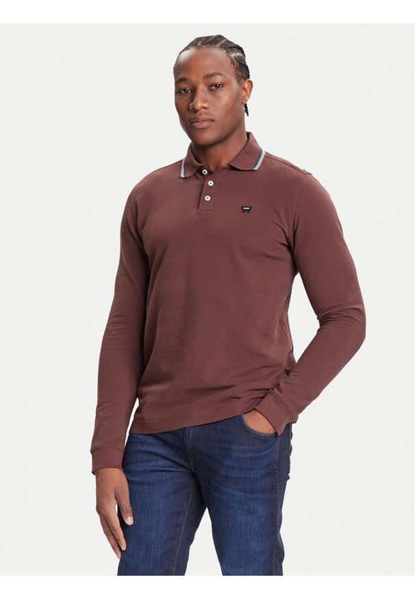 Wrangler Polo 112371508 Brązowy Regular Fit. Typ kołnierza: polo. Kolor: brązowy. Materiał: bawełna