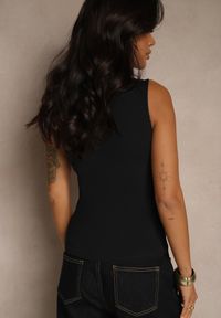 Renee - Czarny Dopasowany Top z Bawełny z Półgolfem Unellesa. Kolor: czarny. Materiał: bawełna #4