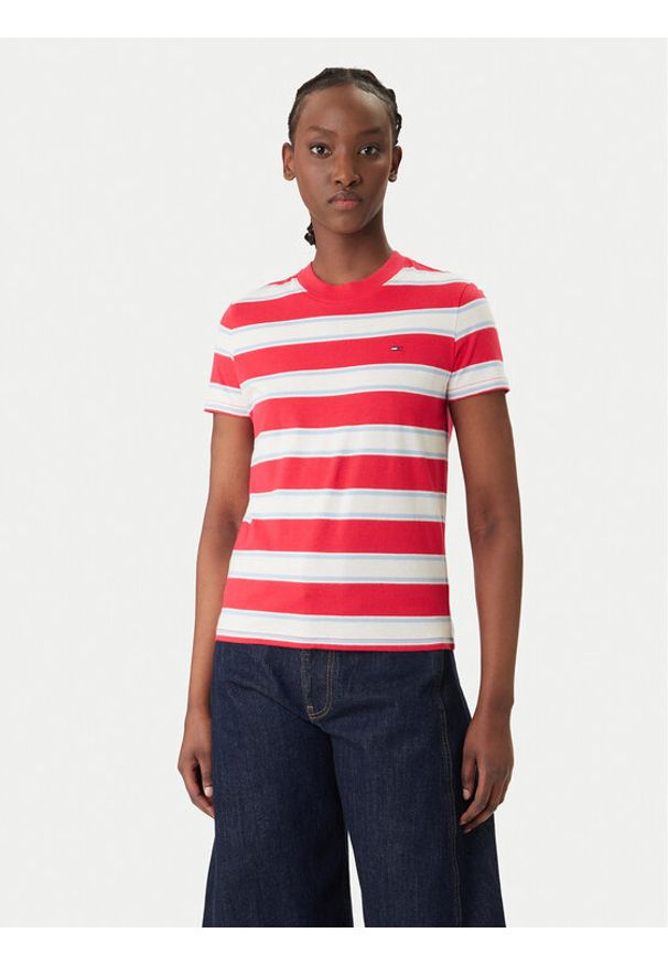 Tommy Jeans T-Shirt DW0DW21834 Czerwony Regular Fit. Kolor: czerwony. Materiał: bawełna