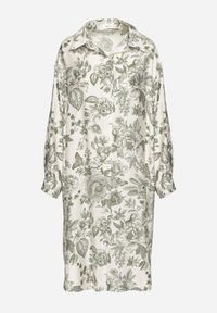 Born2be - Zielona Wiskozowa Sukienka Koszulowa w Kwiaty Varvesa. Okazja: na co dzień. Typ kołnierza: kołnierzyk klasyczny. Kolor: zielony. Materiał: wiskoza. Długość rękawa: długi rękaw. Wzór: kwiaty. Typ sukienki: koszulowe. Styl: klasyczny, casual, elegancki #5