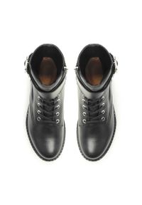 Kazar - Czarne trzewiki damskie. Zapięcie: klamry. Kolor: czarny. Materiał: skóra. Szerokość cholewki: normalna. Wzór: gładki, aplikacja #4