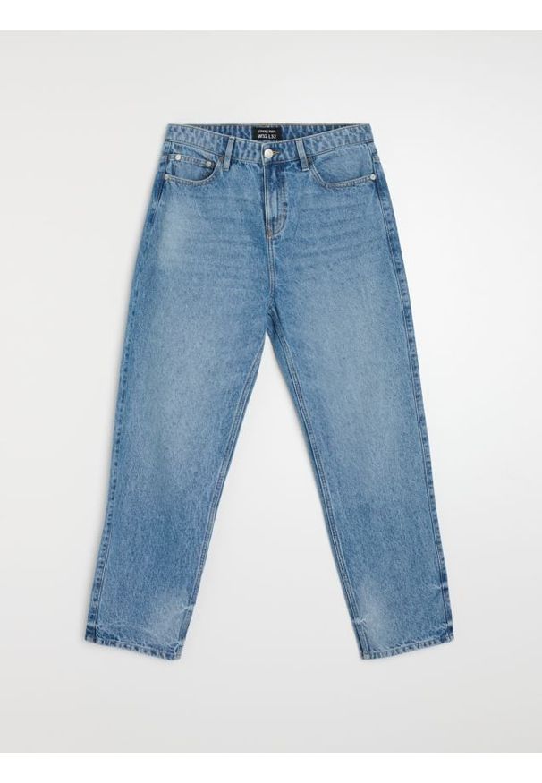 Sinsay - Jeansy loose fit z elektem sprania - niebieski. Kolor: niebieski