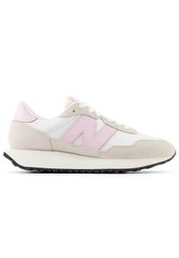 Buty do chodzenia damskie New Balance 237. Kolor: biały, różowy, wielokolorowy. Materiał: skóra, materiał. Szerokość cholewki: normalna. Sport: turystyka piesza