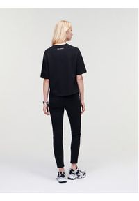 Karl Lagerfeld - KARL LAGERFELD T-Shirt Signature Hem 226W1703 Czarny Relaxed Fit. Typ kołnierza: dekolt w karo. Kolor: czarny. Materiał: bawełna