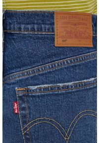 Levi's® - Levi's szorty jeansowe damskie kolor granatowy gładkie high waist. Okazja: na spotkanie biznesowe. Stan: podwyższony. Kolor: niebieski. Materiał: jeans. Wzór: gładki. Styl: biznesowy #4