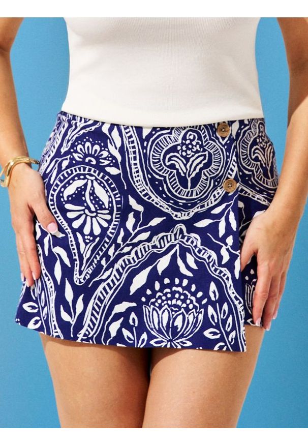 Sinsay - Spódnico-spodenki w stylu boho z wiskozą - granatowy. Kolor: niebieski. Materiał: wiskoza. Styl: boho
