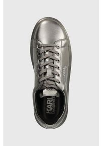 Karl Lagerfeld sneakersy skórzane KAPRI MENS KC kolor srebrny KL52538M. Nosek buta: okrągły. Zapięcie: sznurówki. Kolor: srebrny. Materiał: skóra #5