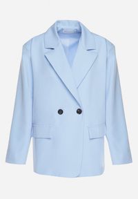 Born2be - Jasnoniebieska Dwurzędowa Marynarka o Pudełkowym Kroju Oversize Kosalia. Okazja: na co dzień, na spotkanie biznesowe. Kolor: niebieski. Materiał: jeans. Styl: biznesowy, klasyczny, elegancki, casual