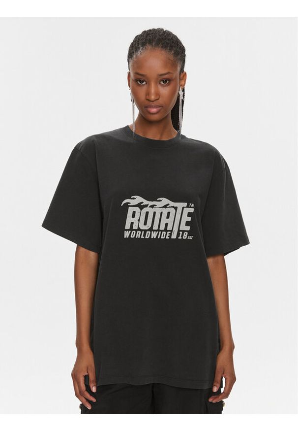 ROTATE T-Shirt 112083100 Czarny Oversize. Kolor: czarny. Materiał: bawełna