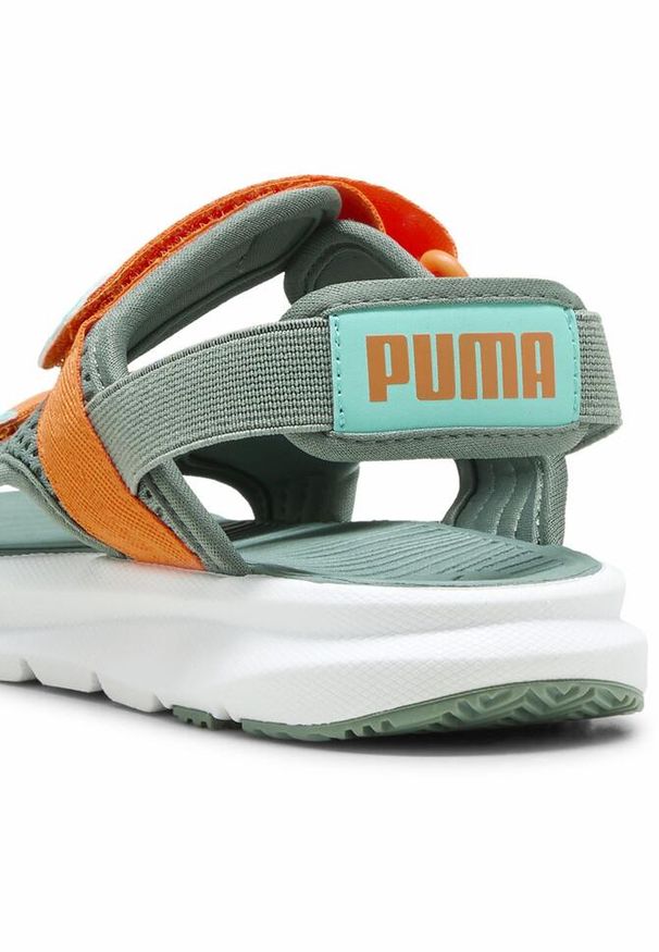 Puma - Sandały młodzieżowe PUMA Evolve PUMA Green Moon Orange Glo Aquatic. Kolor: pomarańczowy, zielony, żółty, wielokolorowy. Materiał: syntetyk, materiał. Styl: młodzieżowy