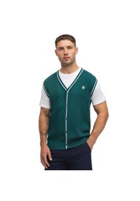 SIROKO - Męska kamizelka golfowa z dzianiny z dekoltem w serek Siroko Carnoustie Teal. Typ kołnierza: dekolt w serek. Kolor: zielony. Materiał: dzianina. Sport: golf #1