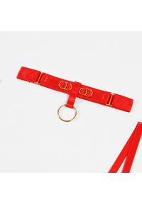 Intica - Komplet bielizny koronkowej z półmiseczkami na romantyczne wieczory Aikaterini. Kolor: czerwony. Materiał: koronka. Wzór: aplikacja, koronka #5