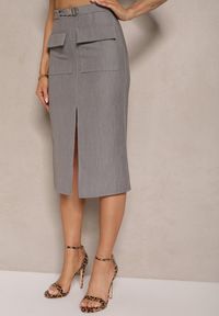 Renee - Szara Spódnica Ołówkowa z Wiskozą Lorattia. Okazja: na spotkanie biznesowe, na co dzień. Kolor: szary. Materiał: wiskoza. Styl: klasyczny, casual, elegancki, biznesowy