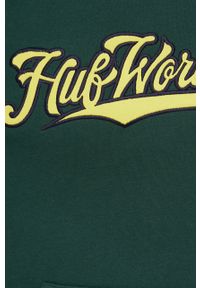 HUF bluza męska kolor zielony z kapturem z aplikacją. Typ kołnierza: kaptur. Kolor: zielony. Wzór: aplikacja #3