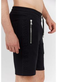 Balmain - BALMAIN Bawełniane szorty męskie z wypukłym logo. Kolor: czarny. Materiał: poliester #2