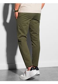 Ombre Clothing - Spodnie męskie dresowe P950 - khaki - XL. Kolor: brązowy. Materiał: dresówka. Styl: klasyczny #4