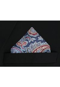 Poszetka Męska, Elegancka - Alties - Orientalny Wzór w Odcieniach Niebieskiego. Kolor: niebieski. Materiał: poliester