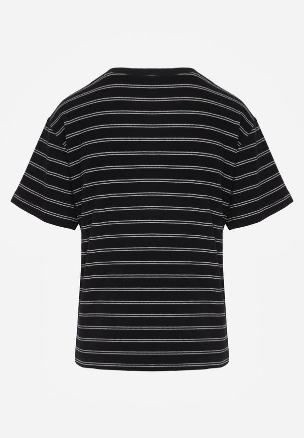 Born2be - Czarny Bawełniany T-shirt w Poziome Paski Rive. Okazja: do pracy, na co dzień. Kolor: czarny. Materiał: bawełna. Długość: krótkie. Wzór: paski. Styl: klasyczny, casual