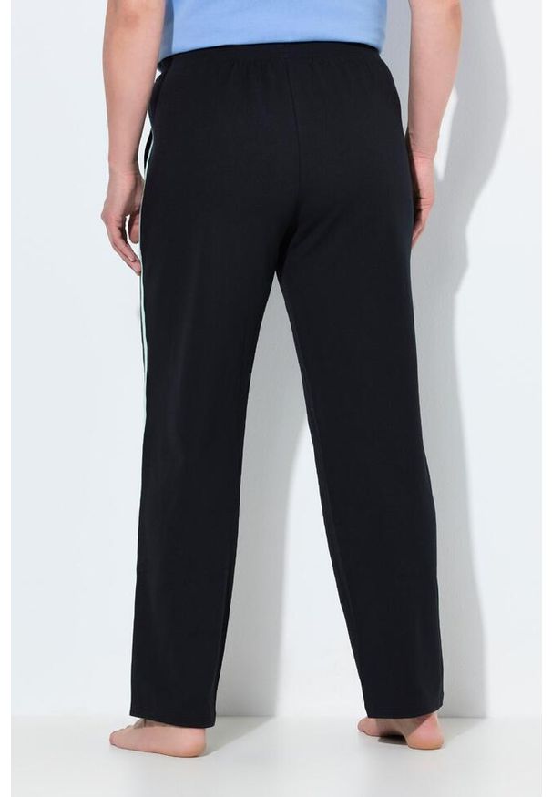 ULLA POPKEN - Damskie Spodnie dresowe paski po bokach proste nogawki elastyczny ściągacz. Kolekcja: plus size. Kolor: czarny. Materiał: bawełna, elastan, materiał. Wzór: paski
