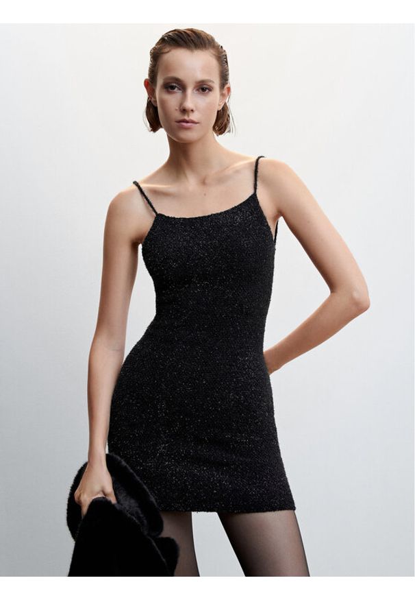 mango - Mango Sukienka koktajlowa Spider 37099100 Czarny Slim Fit. Kolor: czarny. Materiał: syntetyk, bawełna. Styl: wizytowy