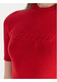 Hugo - HUGO Sukienka dzianinowa Sbloggy 50543324 Czerwony Slim Fit. Kolor: czerwony. Materiał: syntetyk