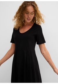 bonprix - Sukienka midi z bawełnianego dżerseju. Kolor: czarny. Materiał: jersey, bawełna. Długość: midi #3