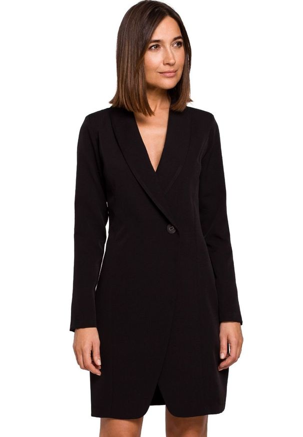 Style - Elegancka biznesowa żakietowa sukienka na jeden guzik. Okazja: na spotkanie biznesowe. Styl: biznesowy, elegancki